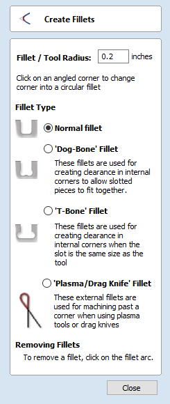 >Create Fillets Form